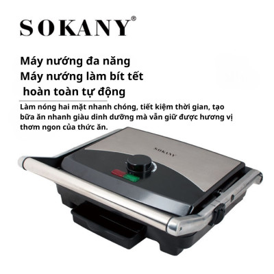 MỚI Máy kẹp nướng bánh mì ép bánh sandwich SOKANY SK-210 công suất cao 2000W rán trứng, nướng thịt CHỐNG DÍNH đa năng -HÀNG CHÍNH HÃNG