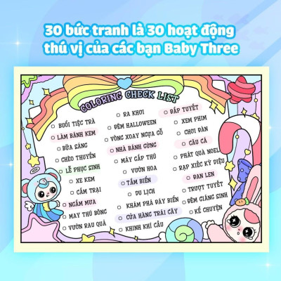Sách Tô Màu Baby Three - Thế Giới Diệu Kỳ + Cầu Vồng Cảm Xúc - Megabook