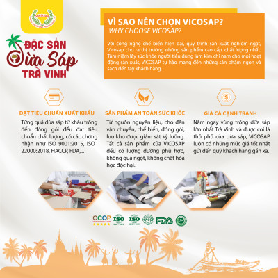 Sữa chua sấy thăng hoa VICOSAP làm từ dừa sáp it đường đồ ăn vặt healthy đặc sản Trà Vinh