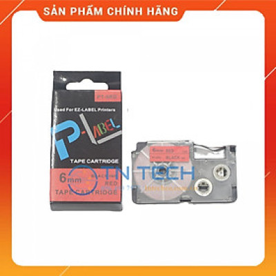 Nhãn in CASIO PT-6RD - Chữ đen nền đỏ 6MM x 8M - Dùng cho máy in nhãn CASIO [Hàng nhập khẩu]