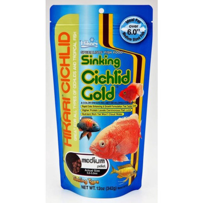 Thức ăn cá HIKARI SINKING CICHLID GOLD Medium 342G - cám hồng két, ali, tai tượng, la hán-thức ăn cá cảnh-shopleo