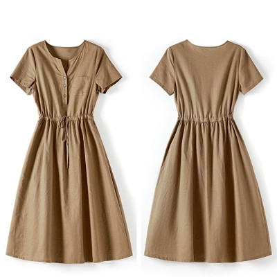 Đầm suông thiết kế mẫu mới xuân hè vải sợi Linen tự nhiên mịn mát da218