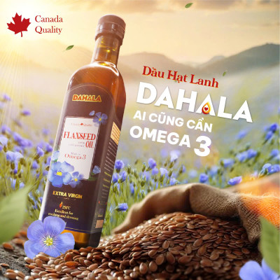 Dầu hạt lanh ép lạnh bền nhiệt DAHALA 500 ml, Giaù Omega 3,6,9
