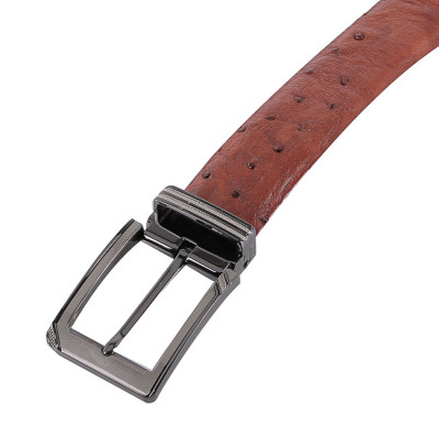  Dây nịt nam da đà điểu màu nâu đỏ HJ4424-46-51-68-69-70