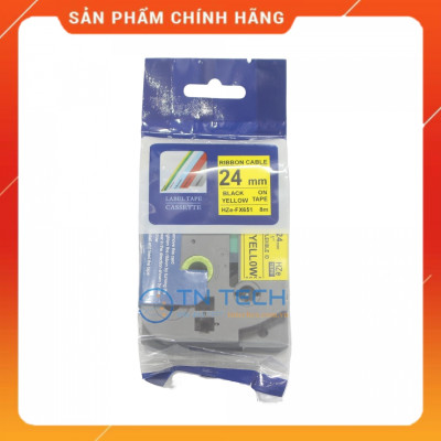 Nhãn In HZE-FX651 - Đen nền vàng 24mm x 8m - Dùng cho máy in BROTHER - AIMO - PUTY [Hàng nhập khẩu]
