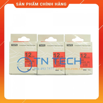 Nhãn in TEPRA - EPSON LC-4RBP (SC12RW) – Chữ đen nền đỏ 12MM X 8M  - Dùng cho máy in nhãn TEPRA - EPSON [Hàng nhập khẩu]